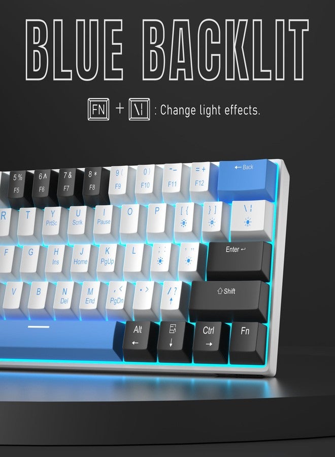 Camiysn 60% Mechanical Gaming Keyboard,Mixed Color Keycaps Gaming Keyboard with Brown Switches, Detachable Type-C Cable Mini Keyboard with Blue LED Light for PC/Laptop - Image 4